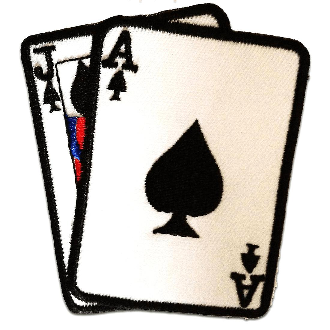 Patch / iron-on patch - Ace Cards Poker - white - 7.5 x 8.5 cm - Iron-on patch