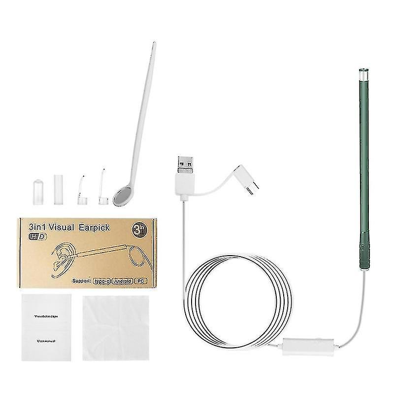 3 In 1 Ear Cleaning Endoscope Usb Visual Ear Spoon 5.5mm Mini Camera Earpick Otoscope 6 Led Lights No2223