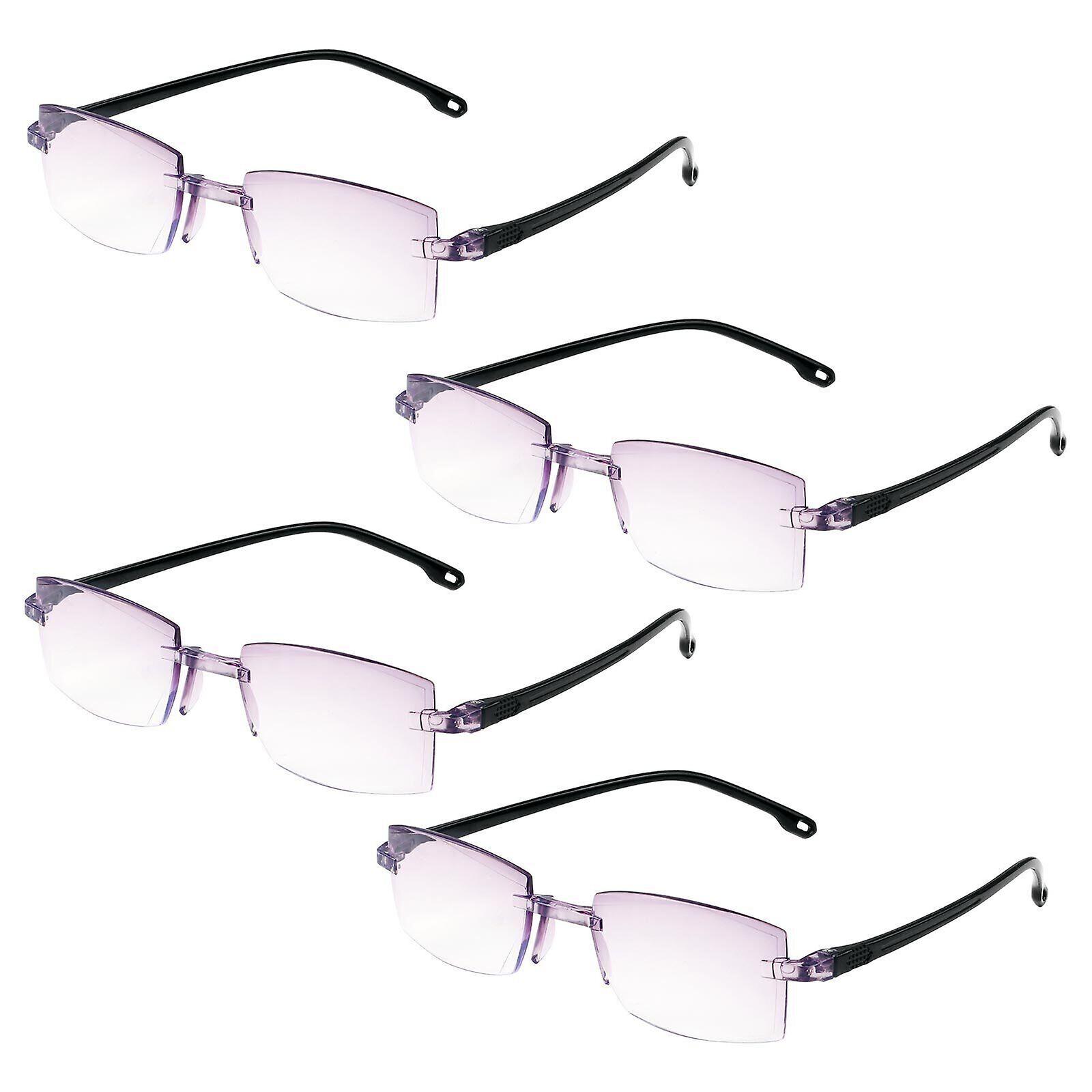 4 PK Mens Rectangular Rimless Blue Light Blocking Reading Glasses Unisex Readers