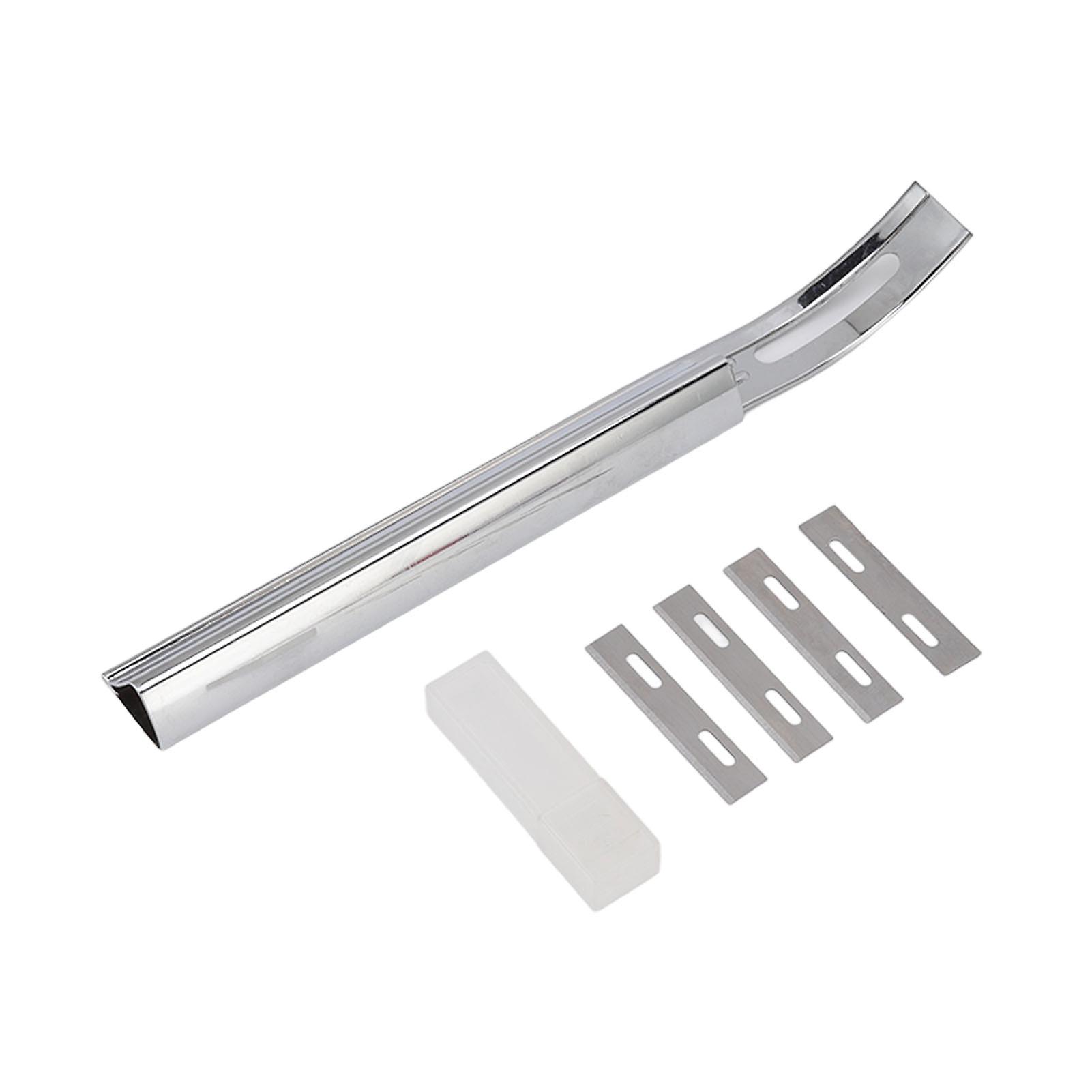 Carbon Steel Leather Skiving Knife with 4 Replaceable Blades, Portable, for DIY, Silver