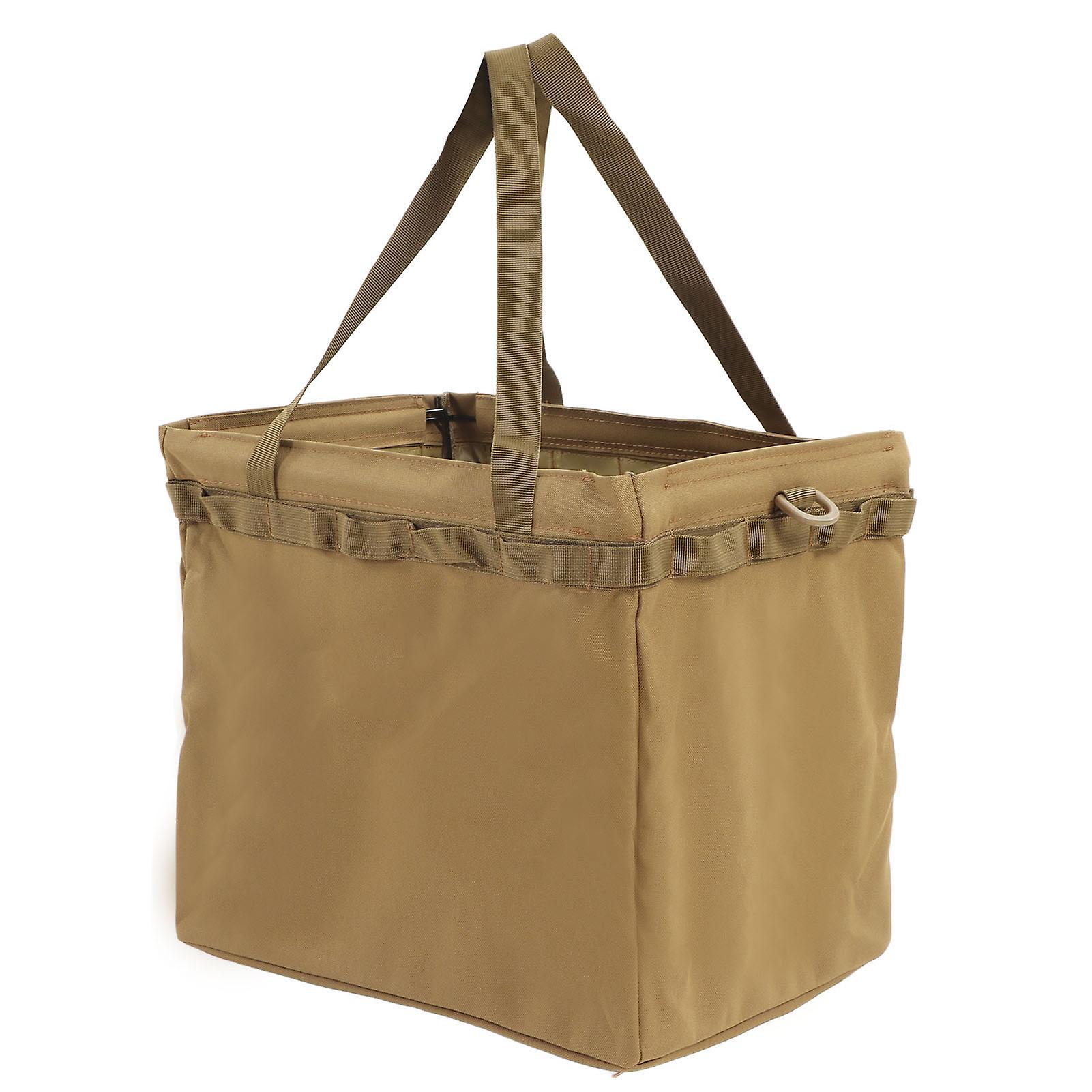 Khaki Foldable Tool Bag for Camping, Picnics, and BBQ Gear Storage