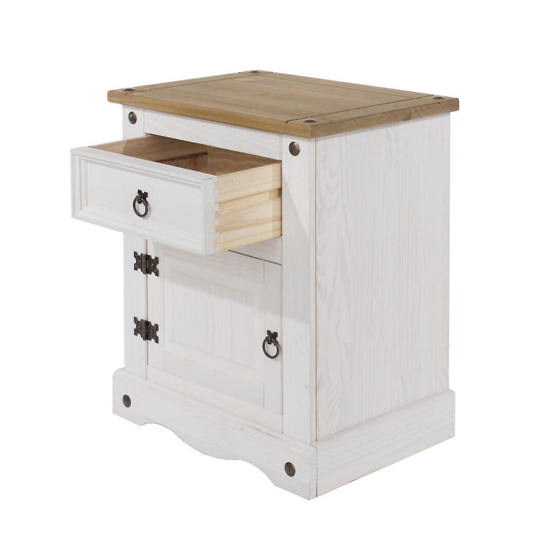 Corite 1 Door, One Drawer Pine Bedside Cabinet