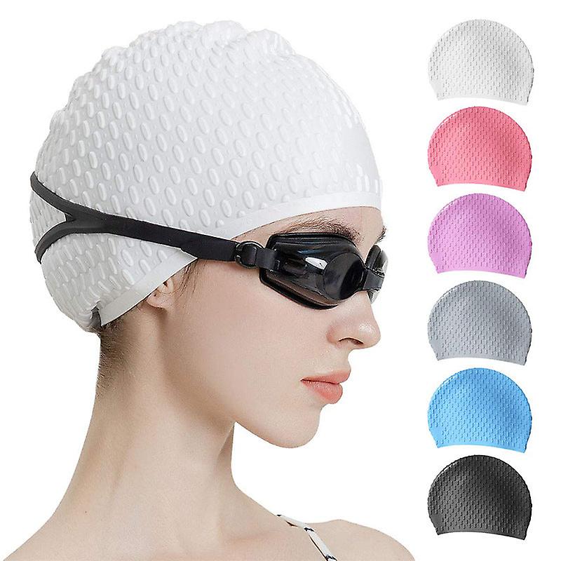 Swimming Cap Comfortable Fashion Printing Pu Pure Color Adult Silicone Anti-slip Bubble Cap Practical
