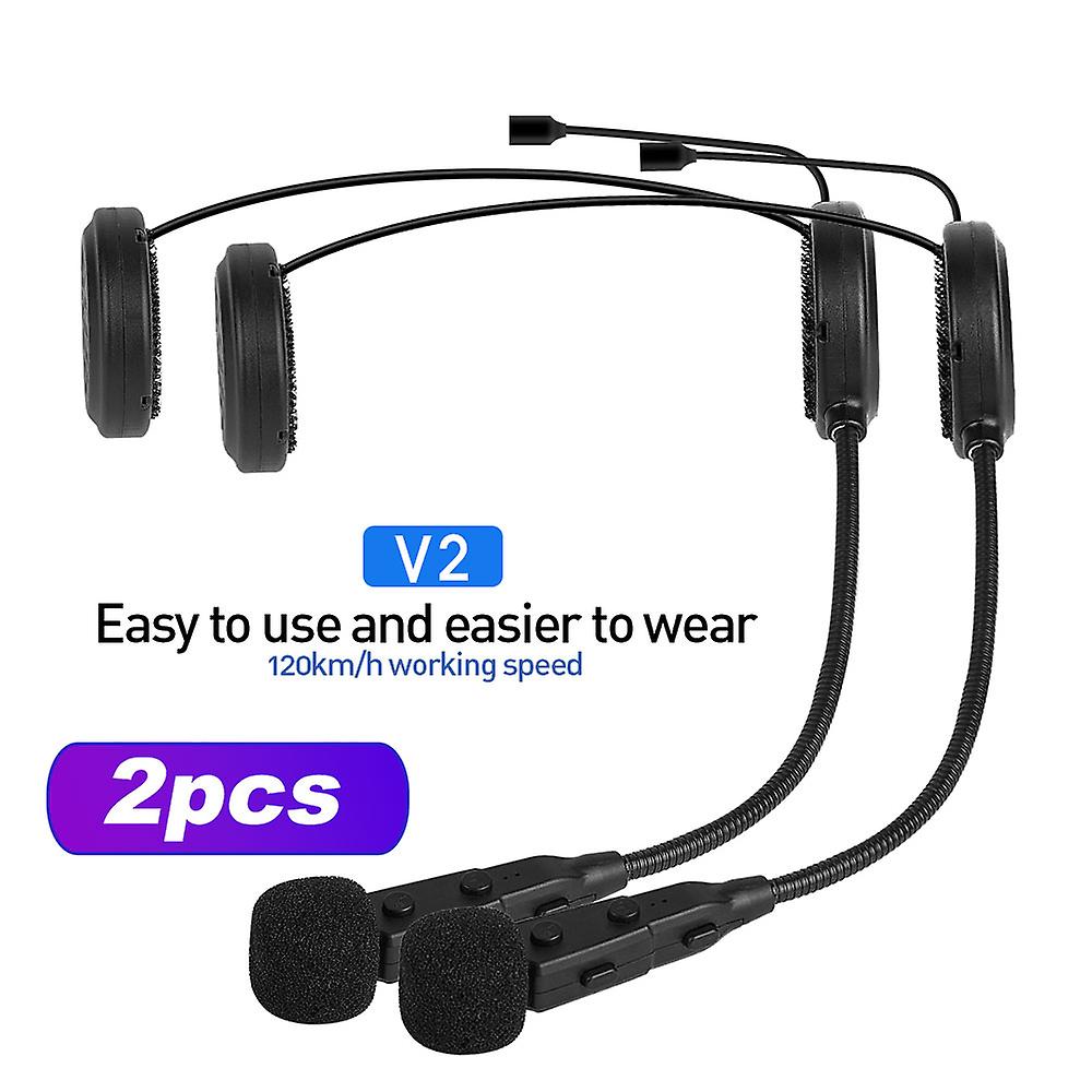 V2 Bluetooth Motorcycle Helmet Intercom Headset 2 Person Wireless Helmet Interphone Communicator Handsfree Support, Automatic~11738