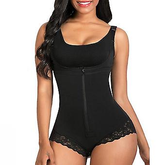 Veeki Shapewear for Women Tummy Control Body Shaper Zipper Open Bust Bodysuit --- BlackSize 2XL