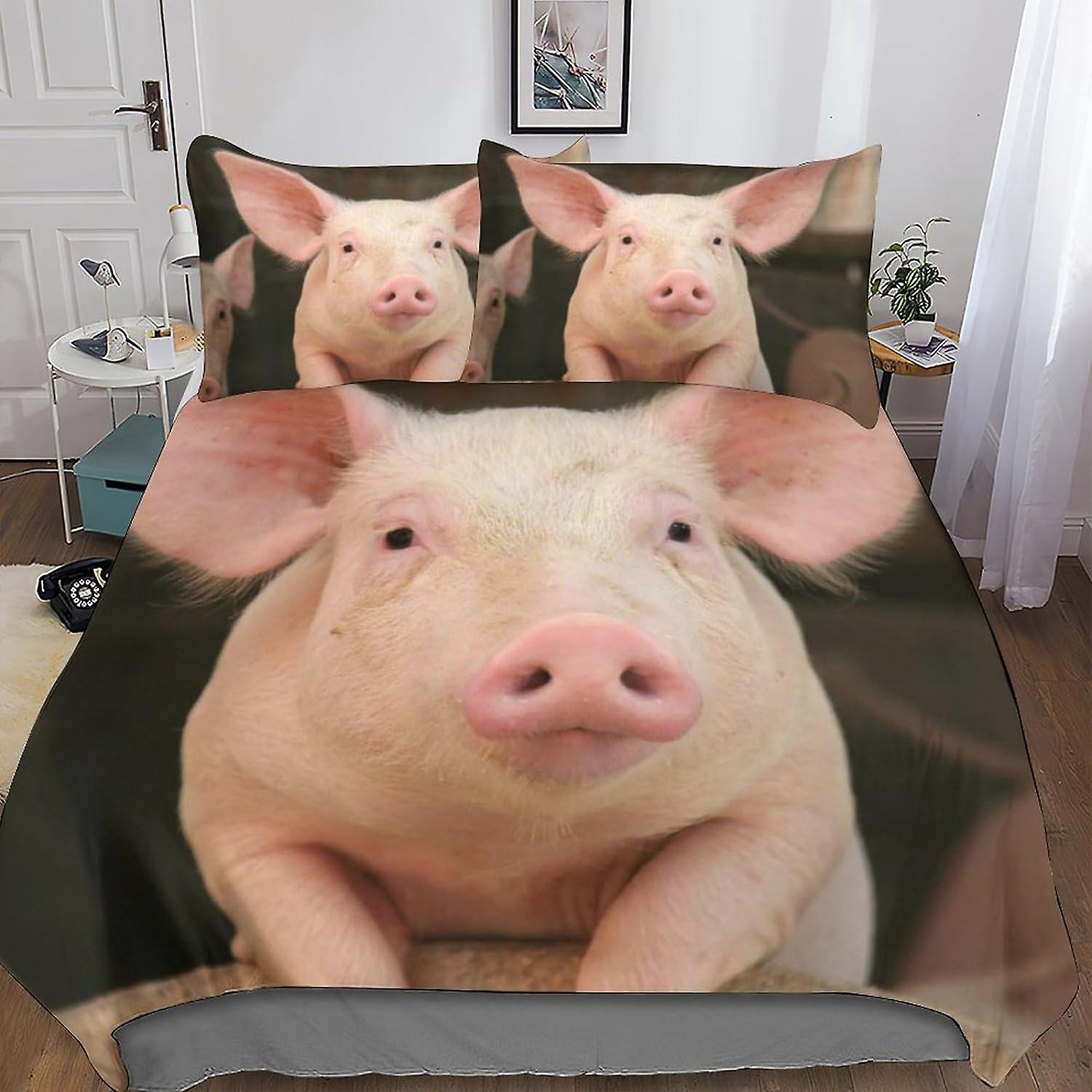 Grissvin Sängkläder Set Påslakan Set för 3D-tryckt 3-delad uppsättning Mjuk andningsbar Söta Djur Täcke Täcke Täcke Täcke Med Dragkedja Stängning Mjuk mikrofon