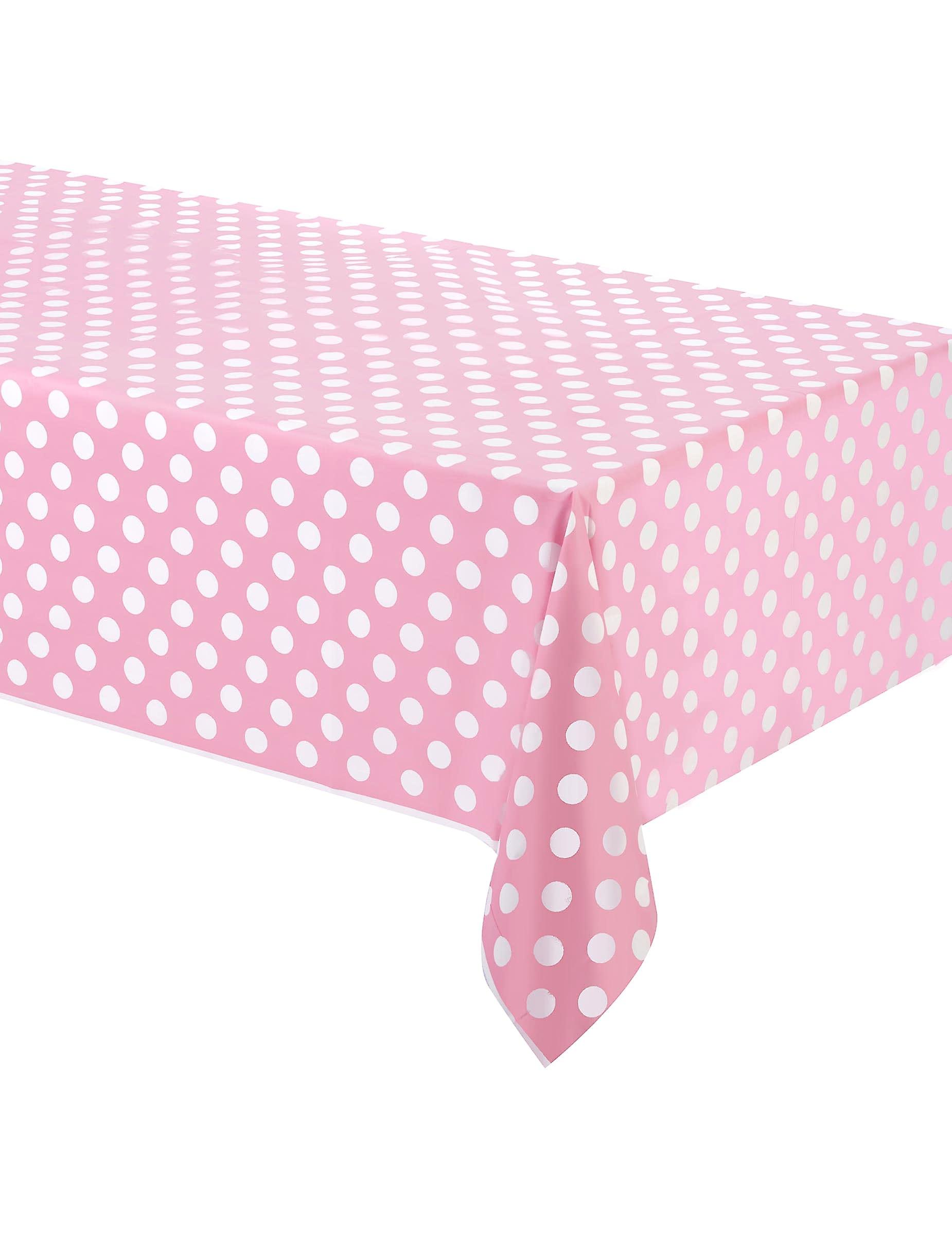 Pink nape with white plastic polka dots 137 x 274 cm