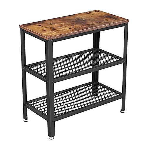 Industrial charm side table with 3 shelves, easy assembly