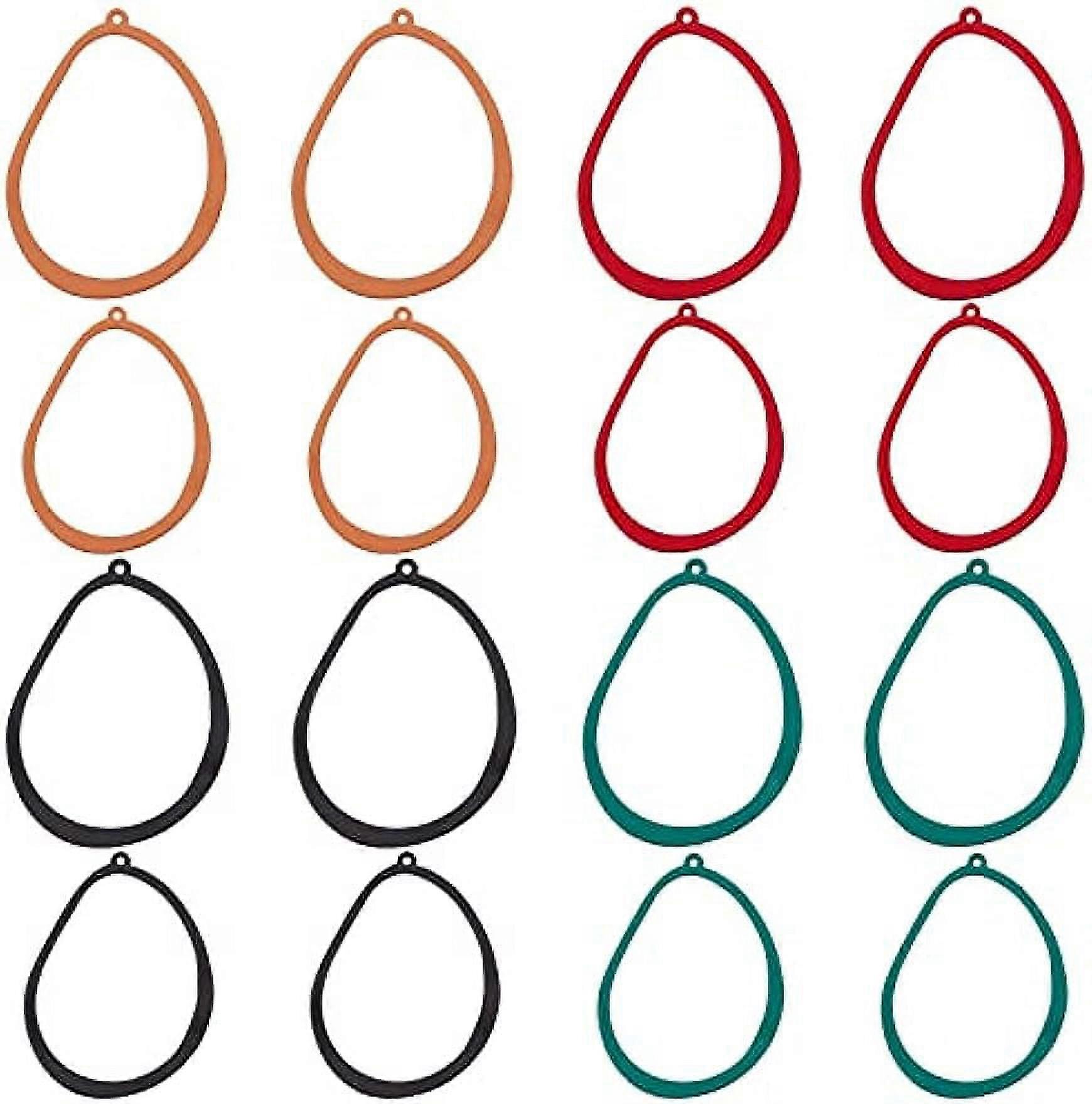 16Pcs 8 Styles Spray Paint Alloy Pendants Hollow Irregular Teardrop Geometric Earring Charms