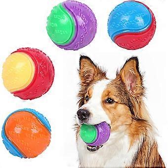 4 Pcs Squeaky Dog Ball Toys, Brinquedos de Borracha para Cães Limpeza de Dentes Mastigar Bolas para Cachorro, Cães de Grande e Médio Porte, Brinquedos Interativos para Cães Bola Saltitante