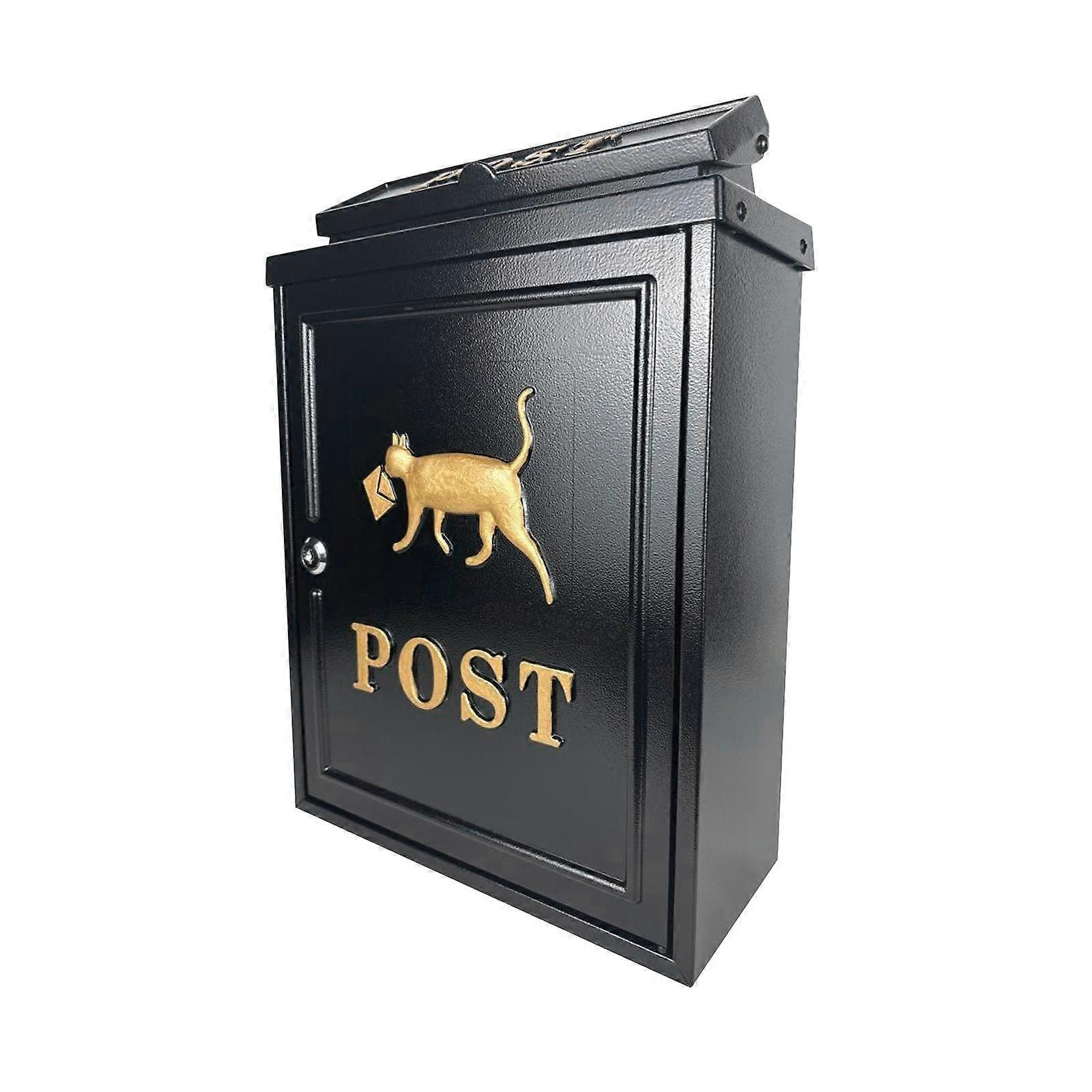 Drop Box תיבת דואר דקורטיבית רכובה על הקיר עבור דלת הכניסה לגינה מחוץ לבית שחור