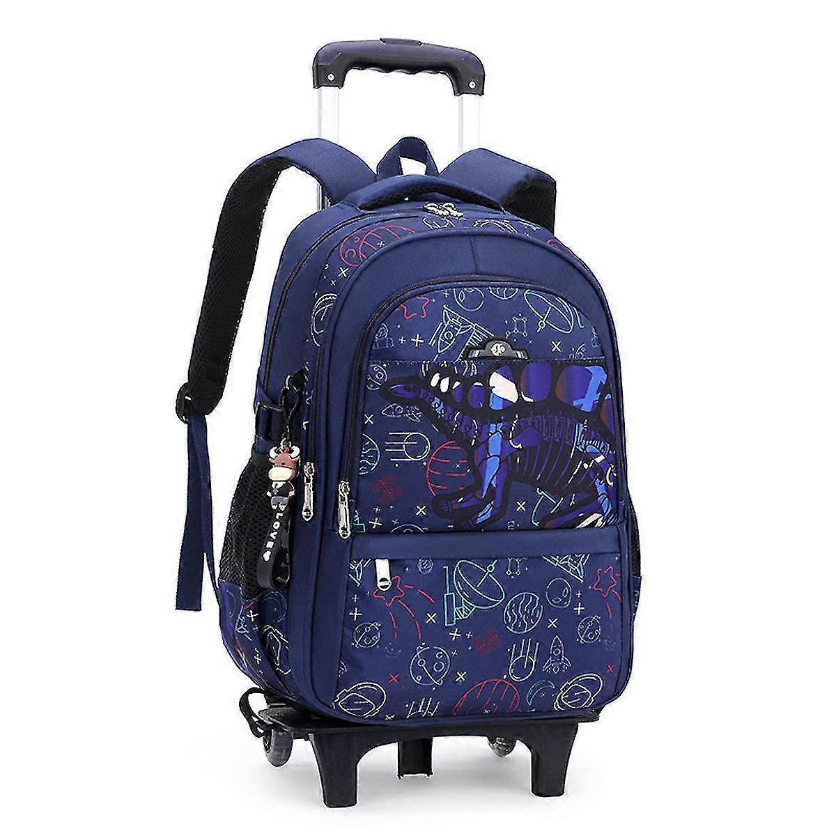 Students Boys Trolley School Bag With Wheels Rolling Backpack Kids