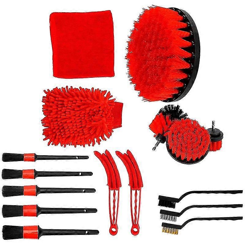 16pcs Electric Drill Brush Set Car Wheel Rim Interior Dashboard Cleaning Brush