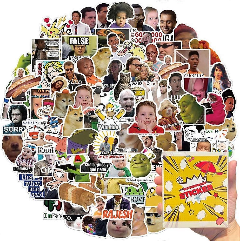 100 יח 'מדבקות מם מדבקות מצחיקות מתיחה מם (מלוכלך) פופולרי חבילת סמלי הבעה Lconic חבילת מדבקות ויראליות טרנדיות למבוגרים, מדבקות ויניל W