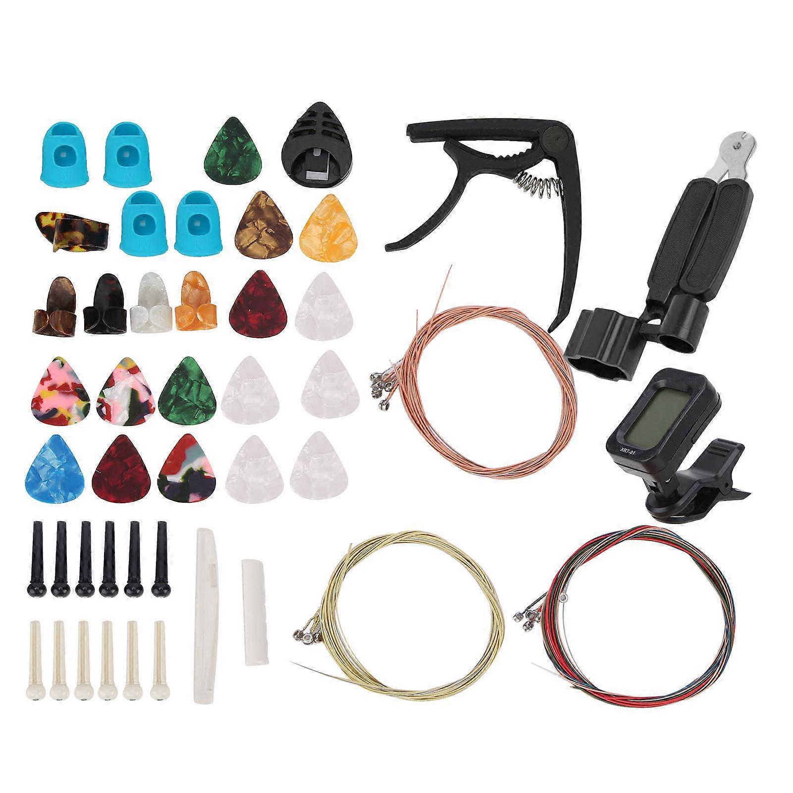 Acessórios para guitarra Cor String Set Tuner Capo Bridge Pins Pick Replacement Playing Tools