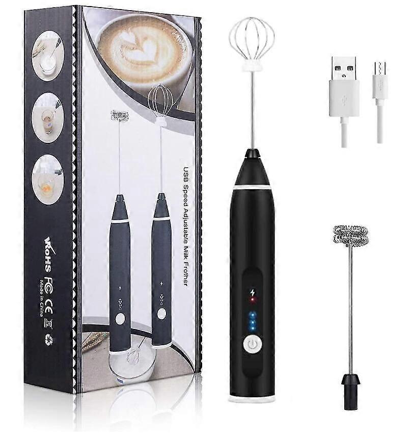 Electric Milk Frother Handheld Foam Maker Usb Egg Beater Rechargeable Drink Mixer With 3 Speeds