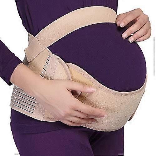 Maternity Pregnancy Support Belt / Brace - Back, Abdomen, Belly Band (Beige, M)