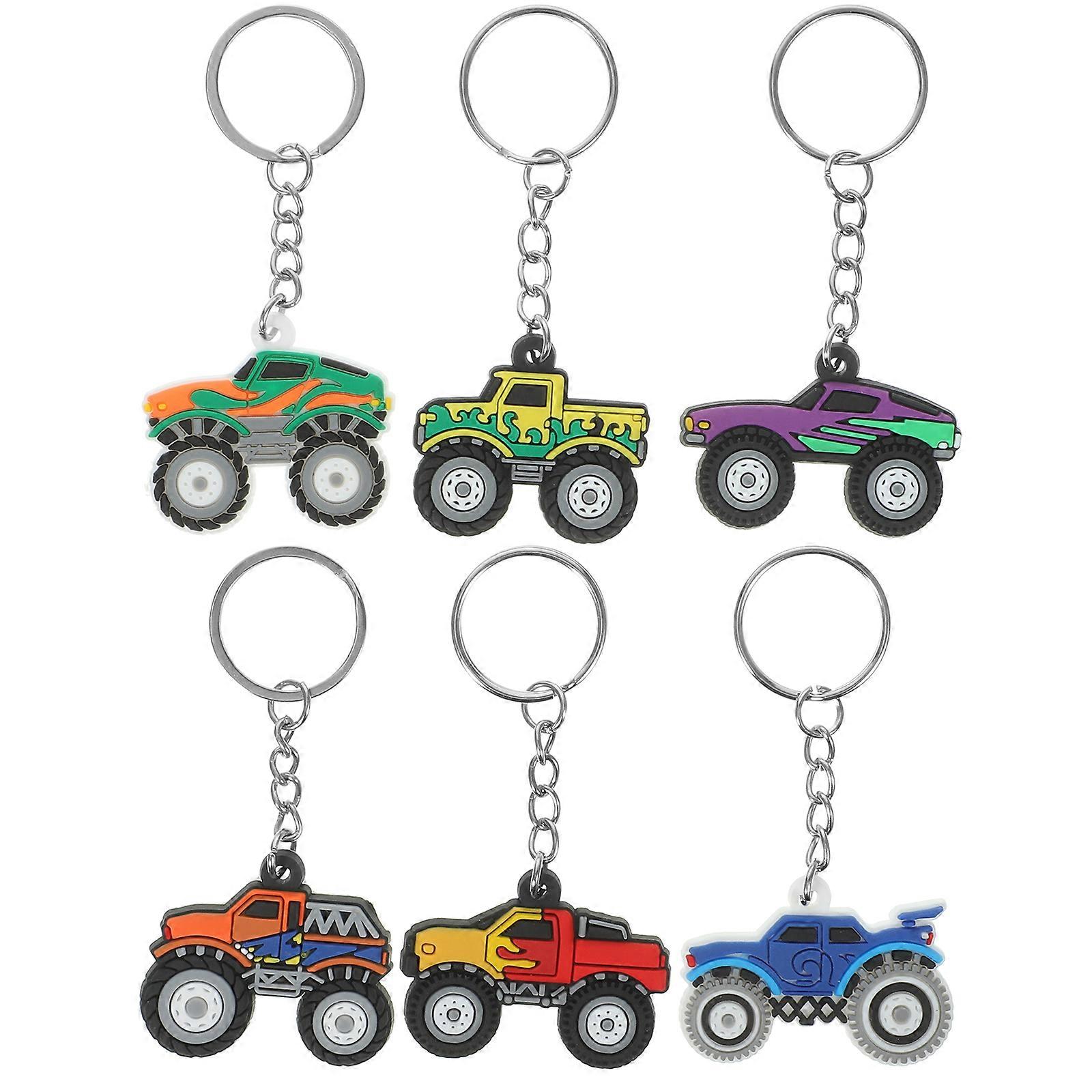 6pcs Off-road Vehicle Charms Key Chains Cartoon Vehicle Key Chains Key Ring
