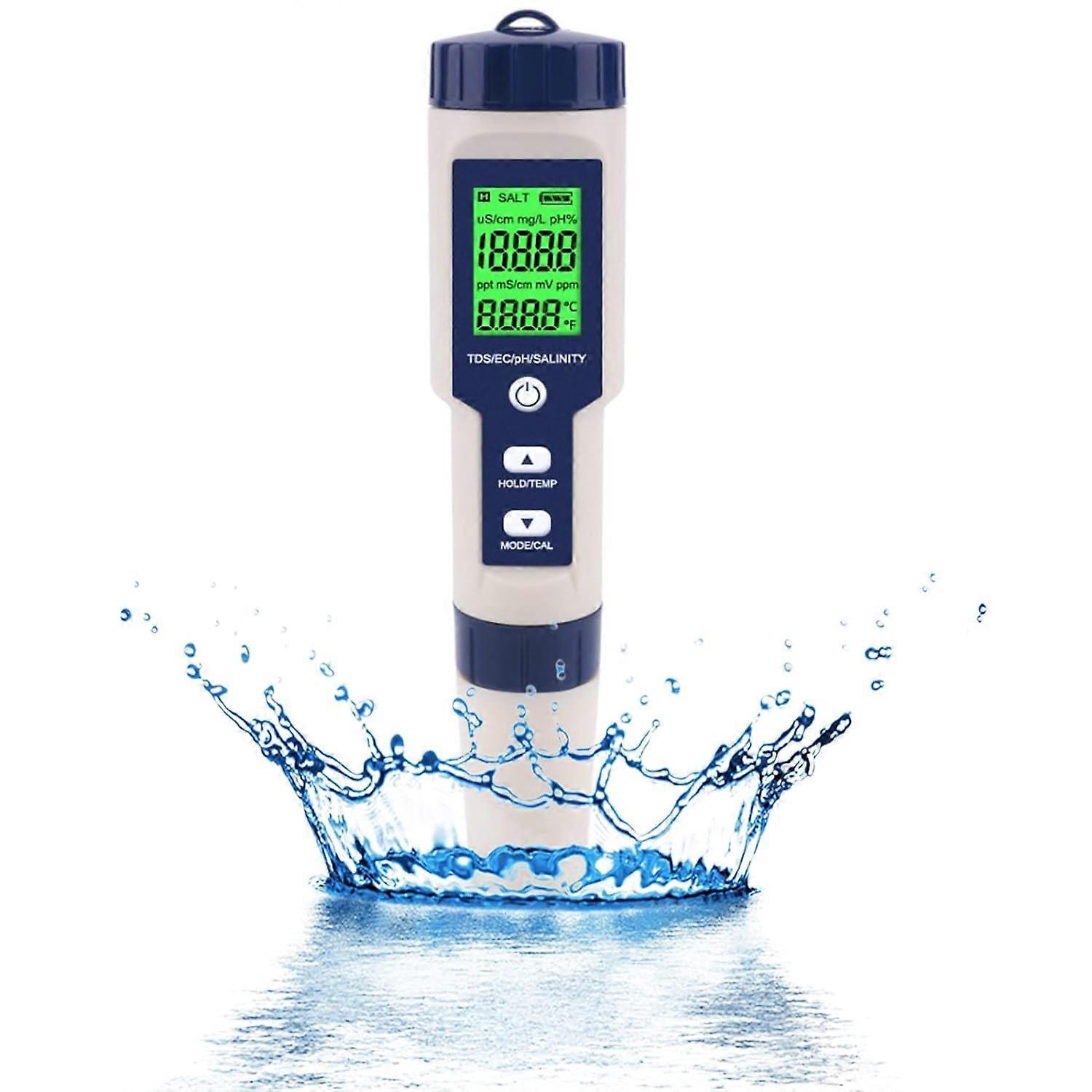 Ph Meter, 5 In 1 Ph/Tds/Ec/Orp/Temperature, Water Quality Monitor Tester For Swimming Pools, Hydroponics, Drinking Water, Aquariums
