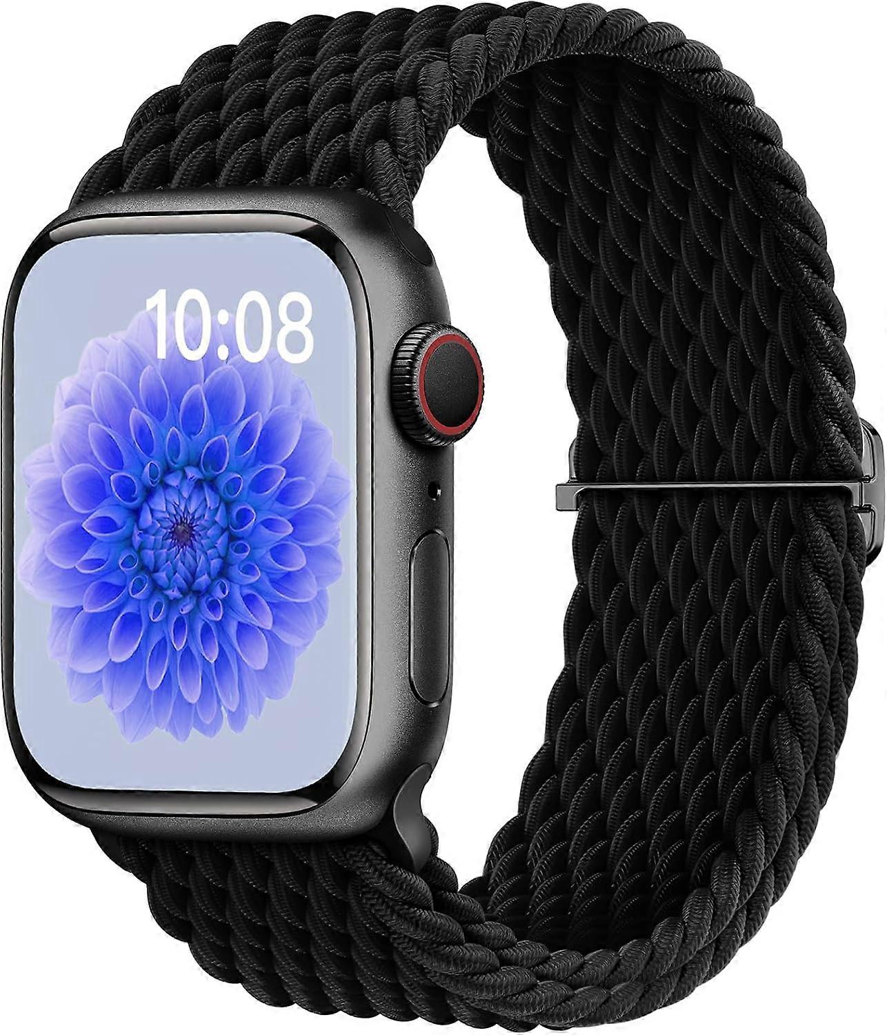 Braided Strap Compatible with Apple Watch Straps 42mm 44mm 45mm 49mm Adjustable Soft Stretchy Elastic Straps Compatible with iWatch Series