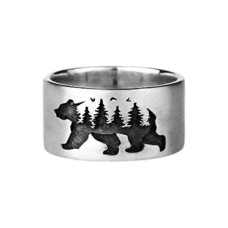 Unique Design Carved Ring For Men Viking Bear Forest Ring Rocking Party Ring
