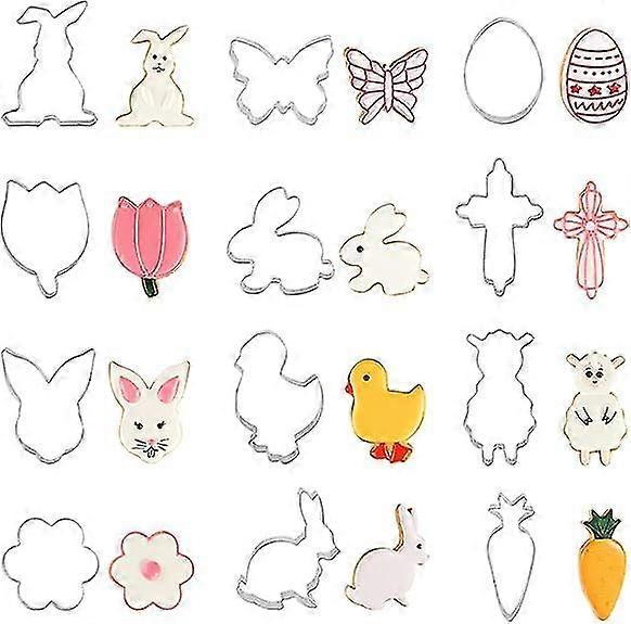Cookie Cutters, 12pcs Bunny Face Carrot Butterfly Chick Egg Cross Lamb Bunny Rabbite Shapes Cookie Cutters, Sandwich Fondant Molds For Party Supplies