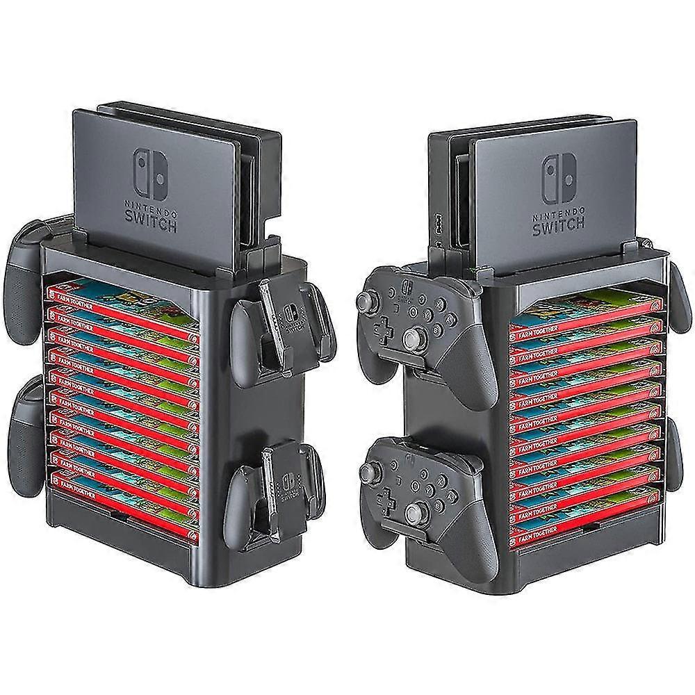 Switch oled storage tower stackable game disk rack bracket controller organizer for nintendo switch
