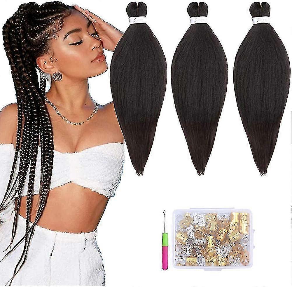 3 pieces pre-stretched yaki professional braiding hair perm 26inch low