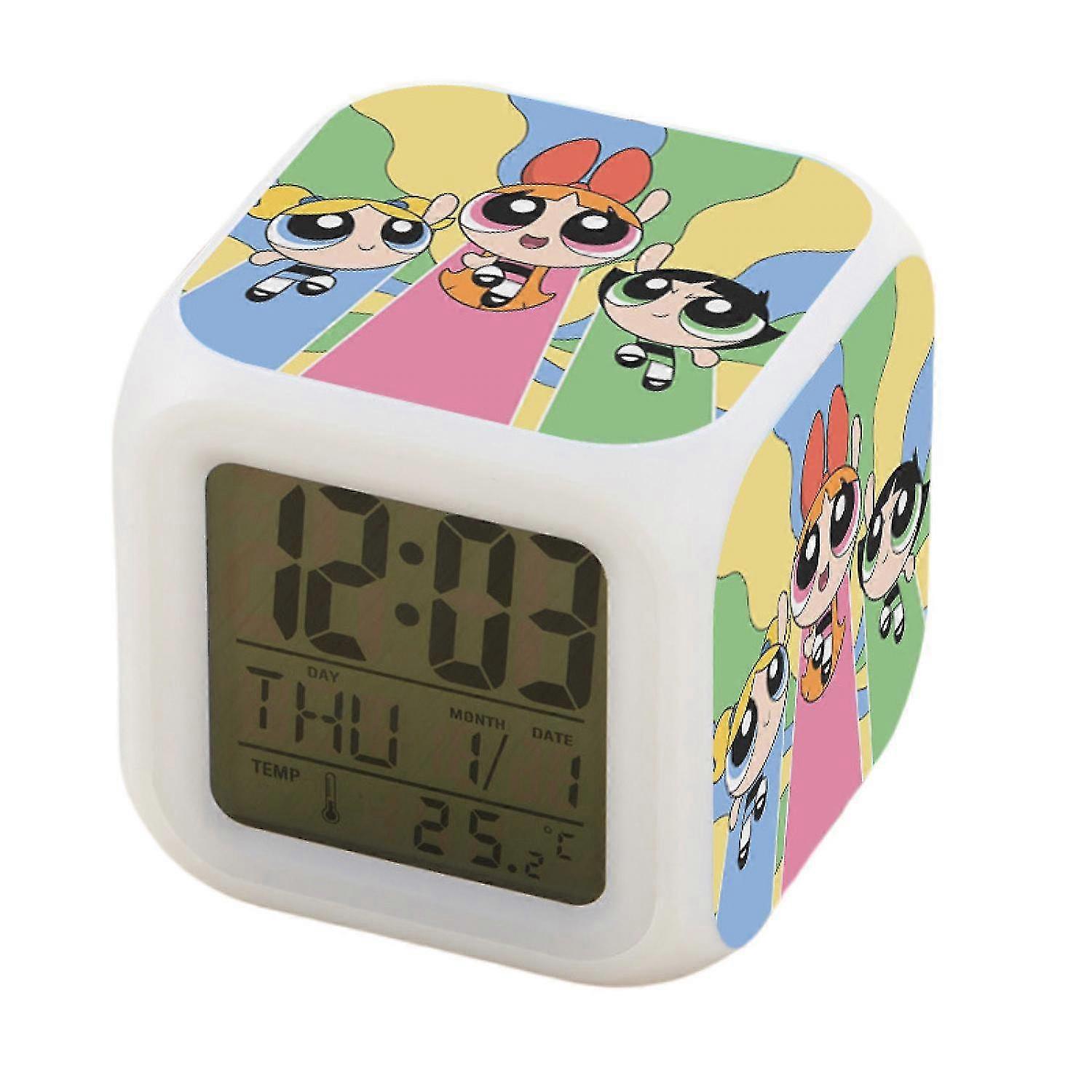 SSRGV JUSTUP Digital Alarm Clock , LED Digital Bedroom Alarm Clock Easy Setting Cube Wake up Clocks with 4 Sided The