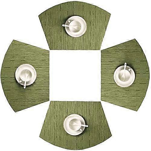 Wekity Round Table Tischsets Set mit 4 Keil-Tischsets, hitzebeständig (4, grün)