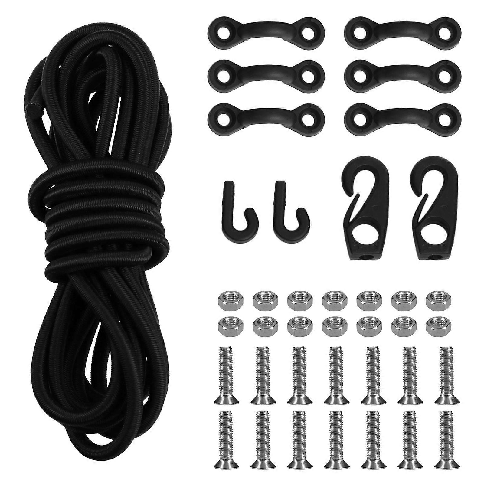 Kayak Bungee Cord Deck Rigging Kit Tie Down Pad Eye J Hooks Lashing Hook