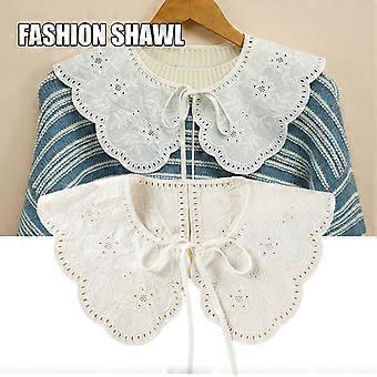 Pétale de femme Broderie Col Châle Couleur Pure Détachable Rapide Séchage Respirant Chemise Chemisier Sweat-shirt Accessoires Nouveau