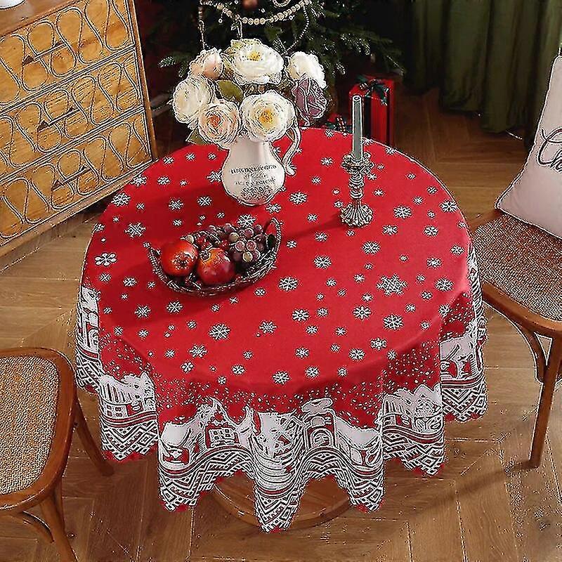 Tablecloth Snowflake Round Tablecloth Decoration Tablecloth Home Table Cover New Year 2024