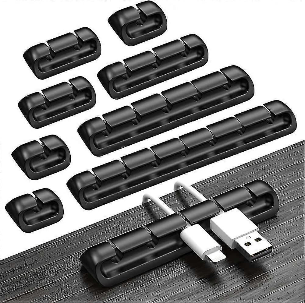 Cable Clips Cable Holder 8 Pieces, Cable Clamps Black, Self-adhesive Cable Holder, Cable Holder