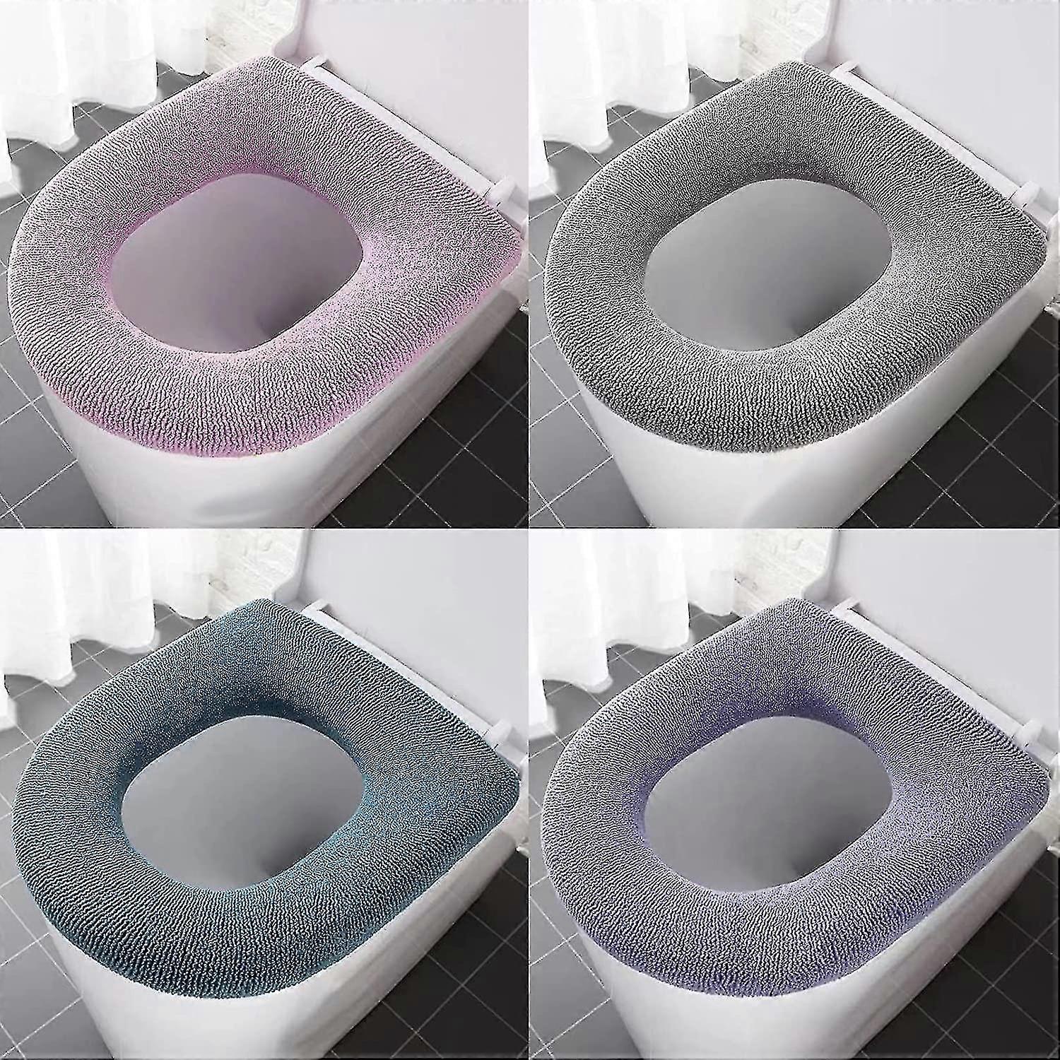 WC-Sitzbezug 4er Pack, Badezimmer weicher dicker WC-Sitzbezug, waschbar und komfortabel wärmer WC-Deckel Sitzbezug