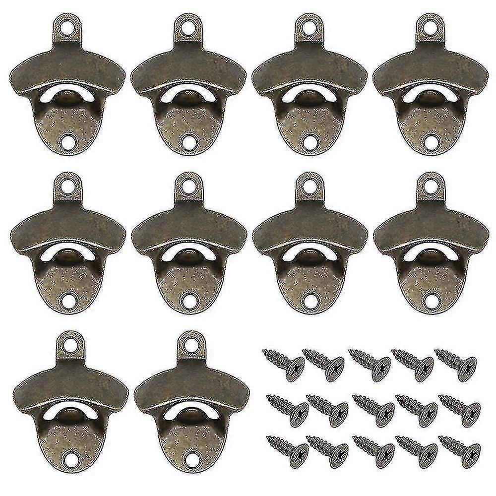 壁掛けボトルオープナー ヴィンテージビールボトルオープナー 10個入り バー、KTV、ホテル、家庭に最適