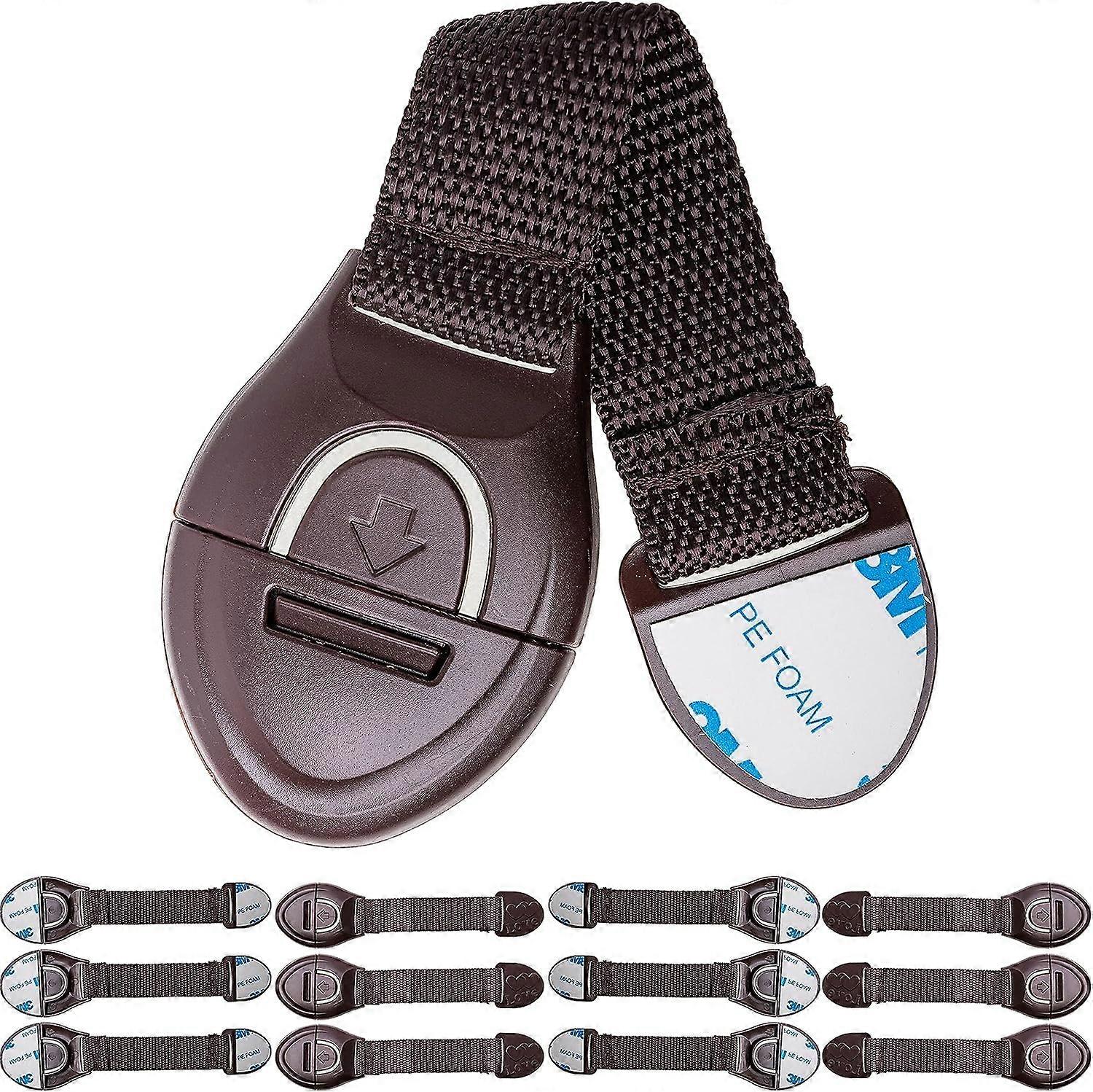 12 Pack Multi-Function White Child Safety Locks with Special Adhesive, Brown Drawer Child Safety Locks,2024 Ping