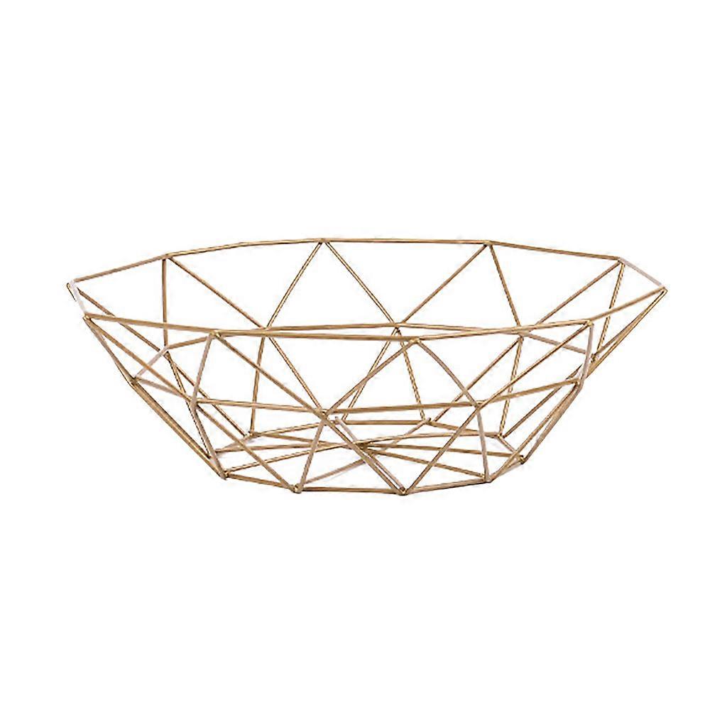 Geometric Fruit Vegetable Wire Basket Metal Bowl Kitchen Storage Desktop Display