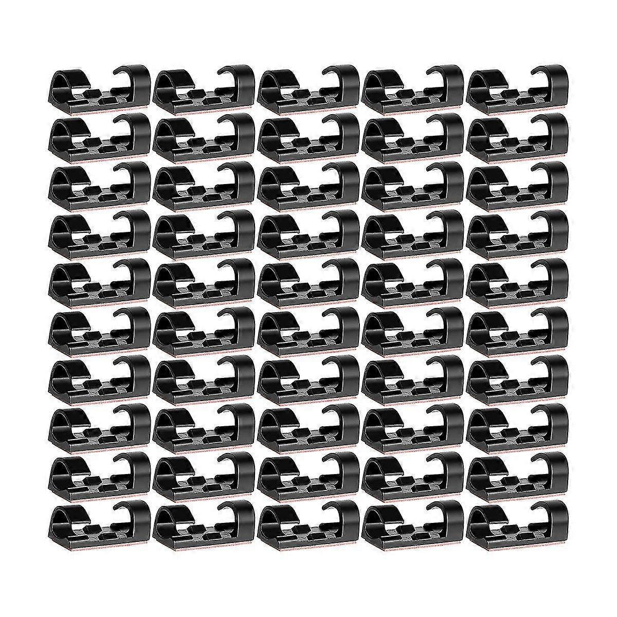 50 Pieces Cable Clips, Cable Holder With Adhesive-secured Base,black