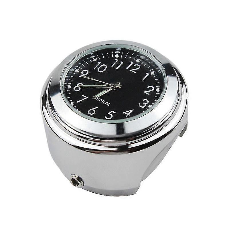 Yaju Stainless Steel Waterproof Handlebar Mount Round Dial Clock For Motorbike Motorcycle Practical And Useful1pcs-silver
