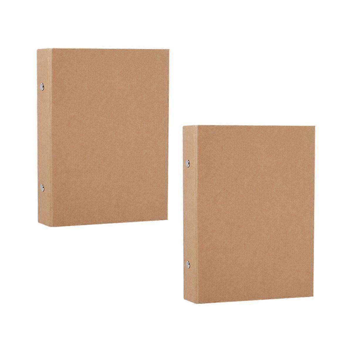 2Pcs A5 Refillable Ring Binder,A5 Kraft Paper Binder Tray with 2 Rings To Add Loose Sheets,A5 Kraft Paper Folders