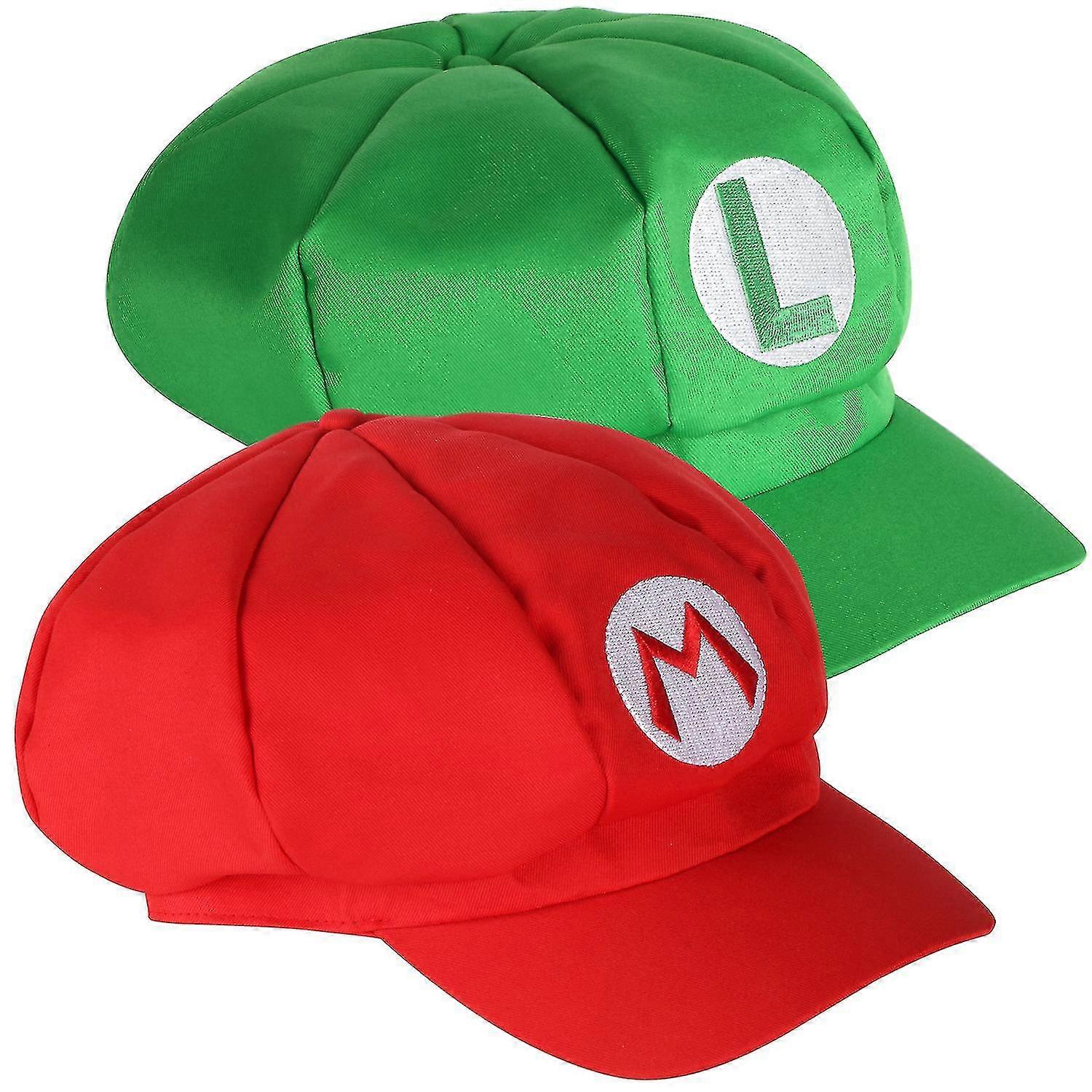Trixes Pack Of 2 Mario And Luigi Hats Red And Green Video Game Theme Caps