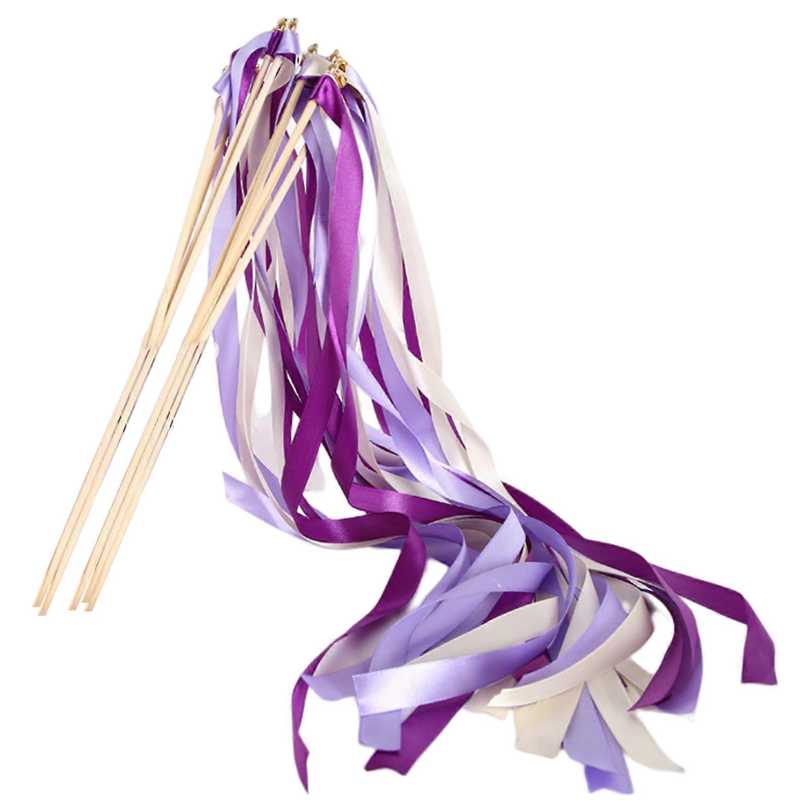 10Pcs Ribbon Wands High Durability Stunning Visual Effect Wood Colorful Ribbon Wish Wands Fairy Princess Sticks Home Supplies