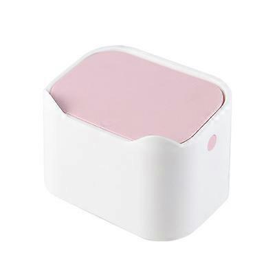 Mini countertop trash can with lid plastic trash can (pink)