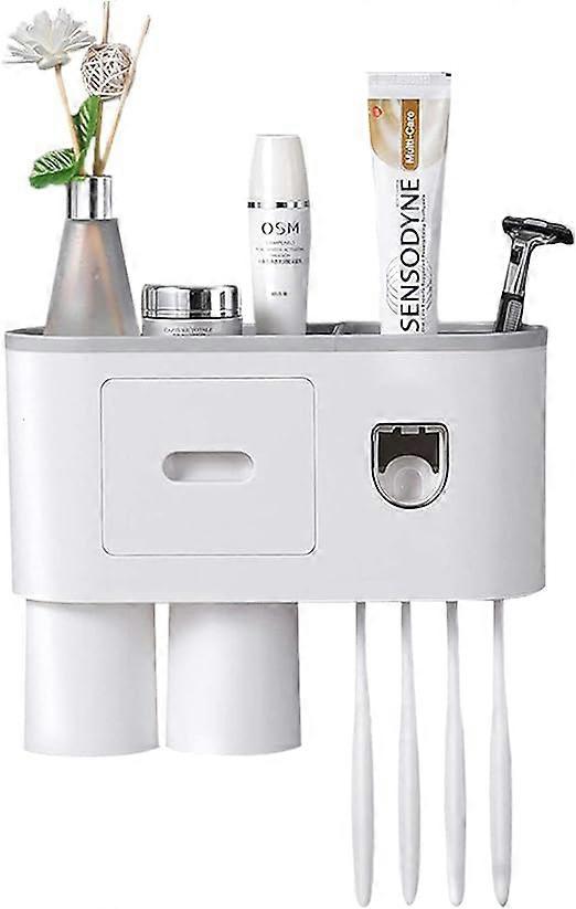 Toothbrush Holder - Wall Toothbrush Holder - Automatic Toothpaste Dispenser