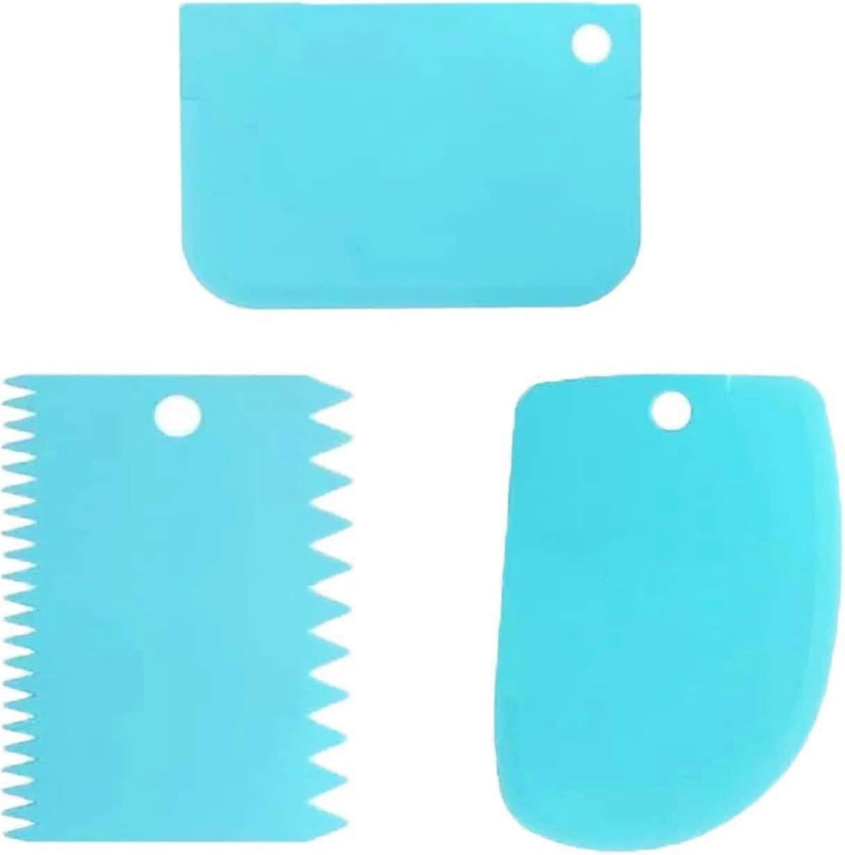 3 Pcs Cake Scraper Smoother Set, Cake Icing Smoother Tool For Cake Decorating, Plastic Dough Scraper Flexible Bowl Scraper For Baking