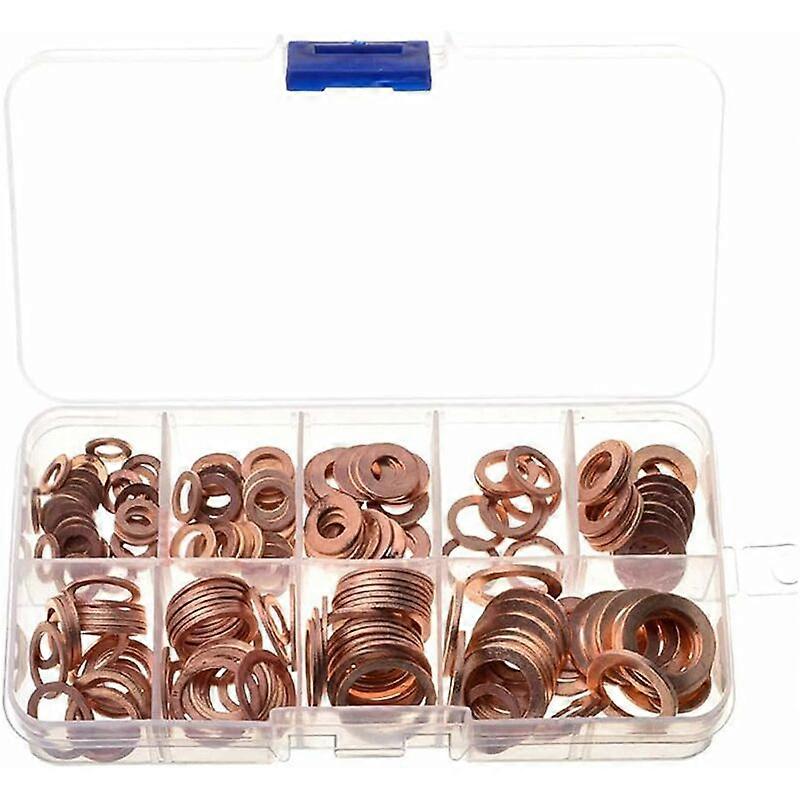 200 Pieces 9 Specifications Gaskets Sealing Ring, Copper Washers, Copper Wa