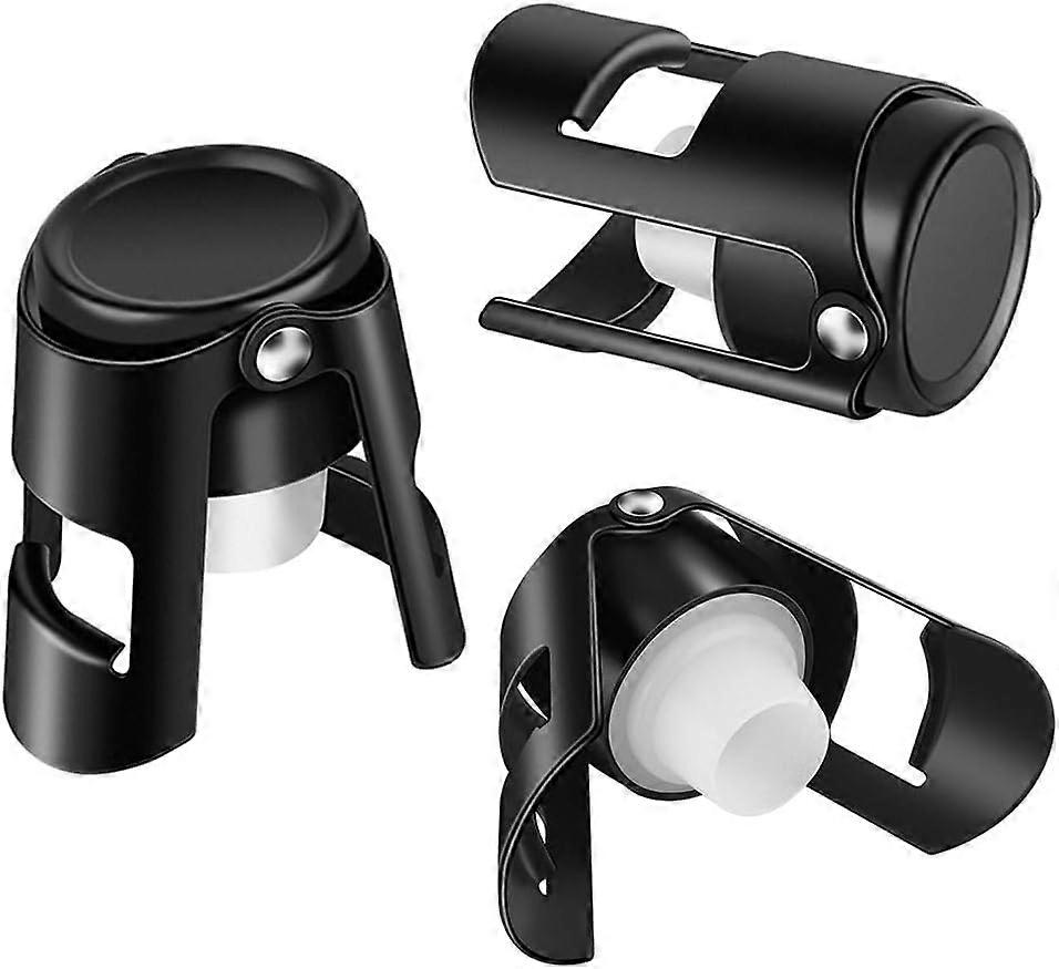 Sparkling Wine Bottle Stopper Premium Stainless Steel Champagne Stopper to Seal Your Bottles or Wine 3 Bags (Matte Black)