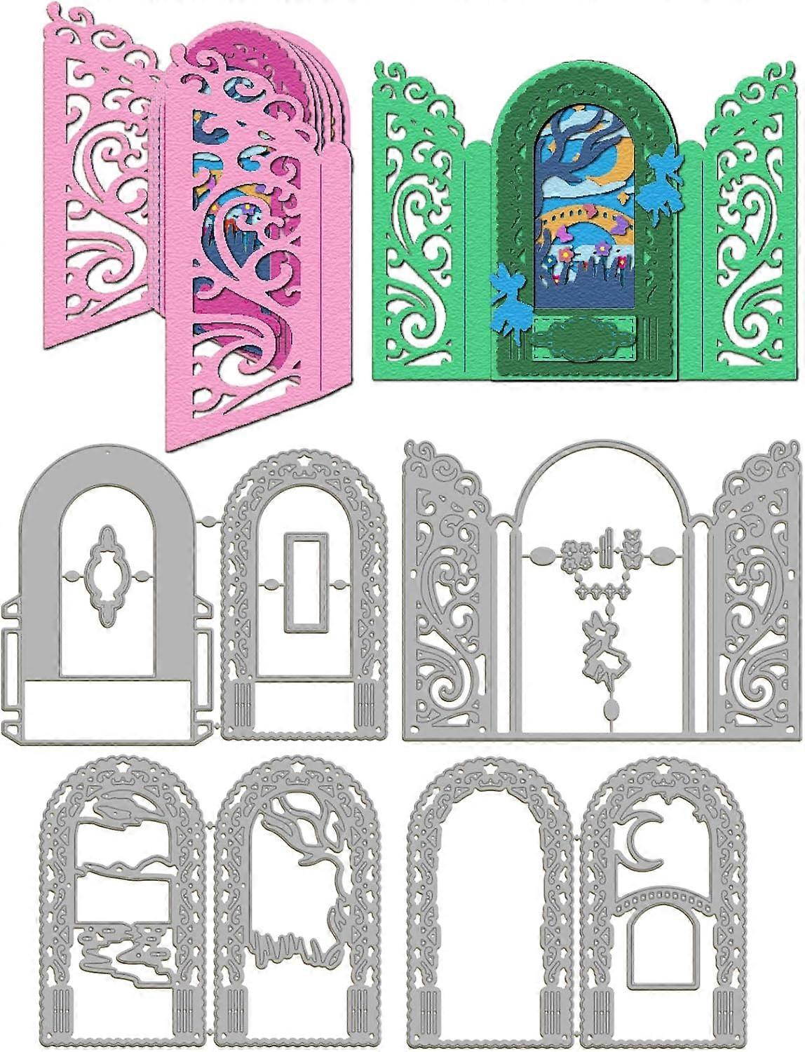 Landscape Folding Frame Cutting Dies for Card Making Metal Die Cuts 3D Folding Window Frame Cutting Dies Templates for Scrapbooking Journal Embossing 
