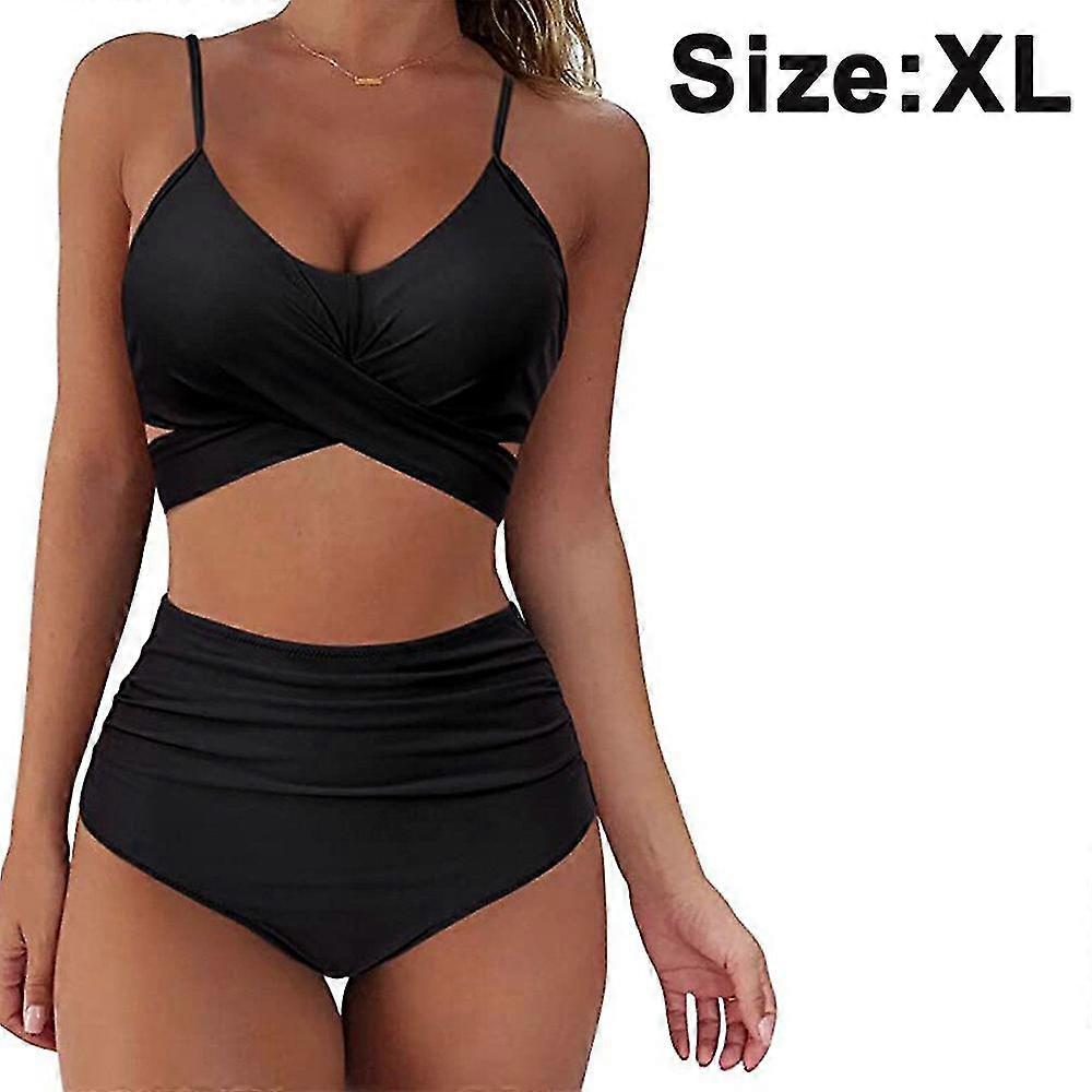 Bandage taille haute pour femmes Bikini Set Wrap Deux pièces Push Up Maillots de bain Cross Pattern Maillots de bain pour femmes